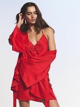 Satin Sparkle Bow Short Robe