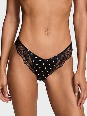 Rose Lace-Trim High-Leg Thong Panty