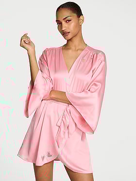 Twinkle Heart Satin Short Robe