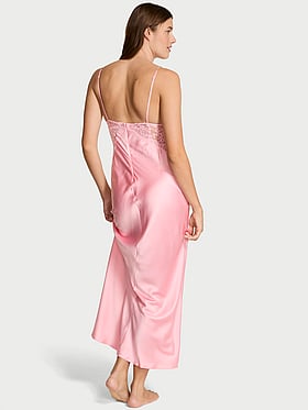 Twinkle Satin & Lace Long Slip Dress