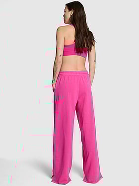 Ivy Fleece Wide-Leg Split-Hem Sweatpants