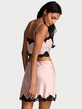 Satin Lace Cami & Mini Skirt Set