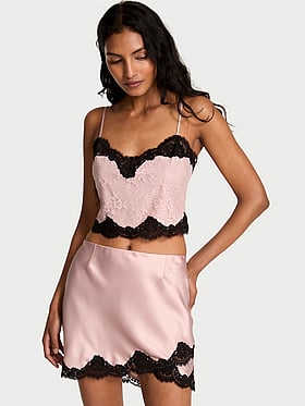 Satin Lace Cami & Mini Skirt Set