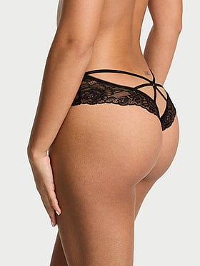 Lace Strappy Hardware Open-Gusset Cheeky Panty