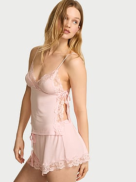 SoSoft™ Modal Ribbed Lace-Trim Cami & Shorts Set