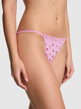Cotton Lace-Trim String Bikini Panty