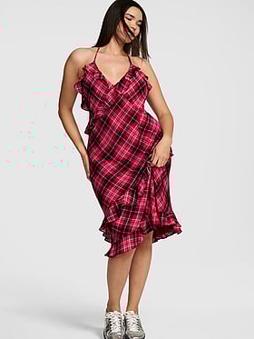 PINK x LoveShackFancy Chiffon Ruffle Midi Dress