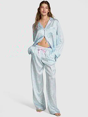 PINK x LoveShackFancy Satin Long Pajama Set