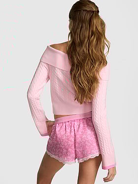 PINK x LoveShackFancy Silky Boxy Pajama Shorts