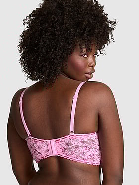PINK x LoveShackFancy Floral Longline Push-Up Balconette Bra