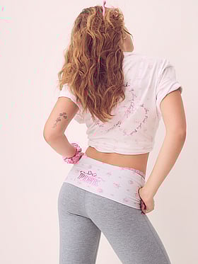 PINK x LoveShackFancy Cotton Foldover Flare Leggings