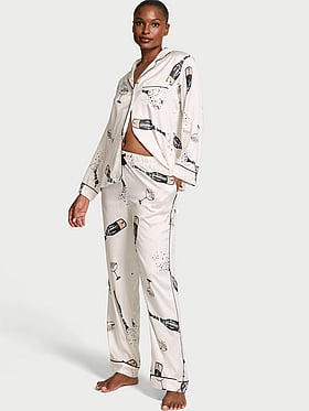 Glazed Satin Long Pajama Set
