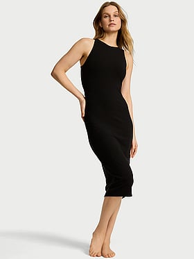 Shapewear by Victoria Smoothing Rib High-Neck Midi Dress