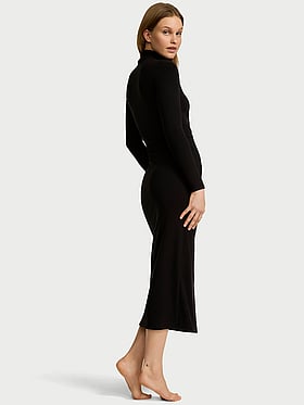 Shapewear by Victoria Smoothing Rib Long-Sleeve Turtleneck Maxi Dress