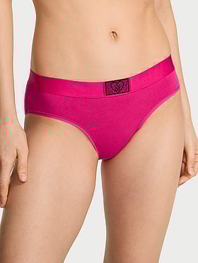 Logo Cotton Heart Shine Patch Hiphugger Panty