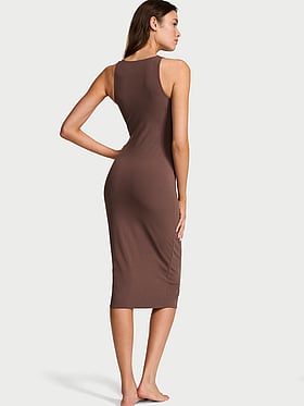 Shapewear by Victoria Smoothing Rib High-Neck Midi Dress