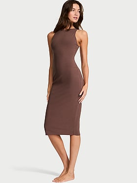 Shapewear by Victoria Smoothing Rib High-Neck Midi Dress