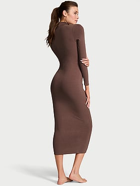 Shapewear by Victoria Smoothing Rib Long-Sleeve Turtleneck Maxi Dress