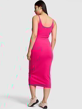 All-Day Soft Rib High-Neck Midi Dress