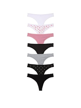 7-Pack Days of the Week Lace-Trim Thong Panties