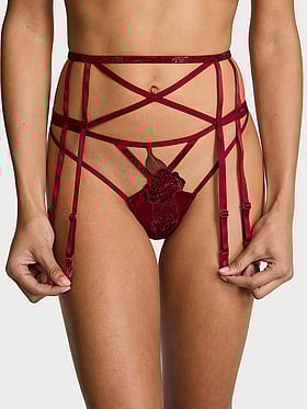 Scarlet Shine Strappy Garter Belt