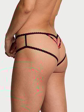 Strappy Heart Embroidery Open Cheeky Panty