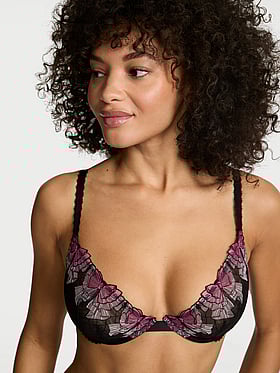 Tease Unlined Bow Embroidery Demi Bra