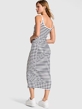 All-Day Soft Rib High-Neck Midi Dress