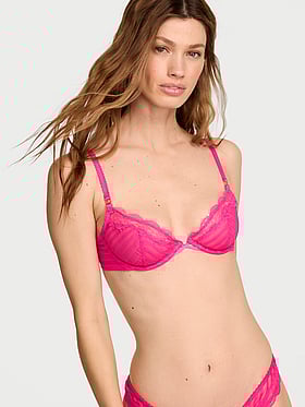 Tease Unlined Sheer Stripe Demi Bra