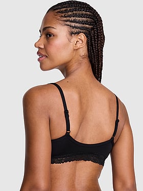 Cotton Lace-Trim Scoop Bralette