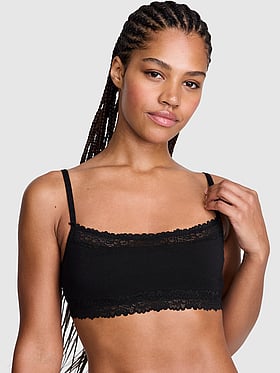 Cotton Lace-Trim Scoop Bralette