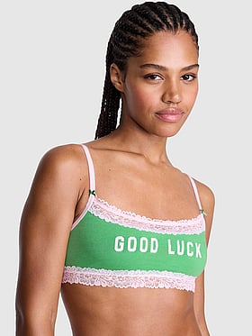 Cotton Lace-Trim Scoop Bralette