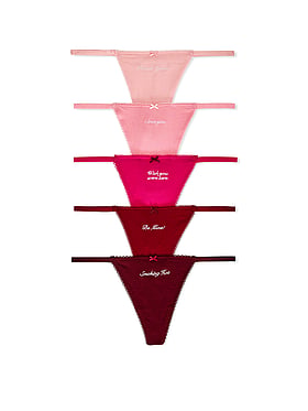 5-Pack Stretch Cotton Heart V-String Panties