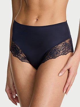 Smooth Lace-Trim High-Waist Brief Panty