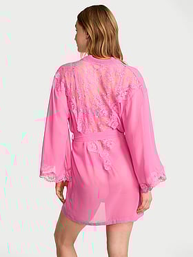 Chiffon & Lace Short Robe
