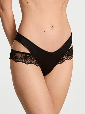 Rose Lace-Trim Cut-Out Cheeky Panty