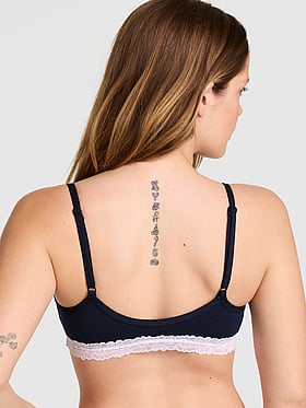 Cotton Lace-Trim Scoop Bralette