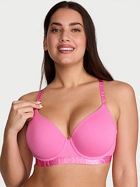 Cotton Exploded Logo Lightly Lined Demi Bra
