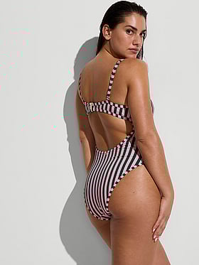 Essential Heritage Stripe Balconette Cheeky One-Piece Swimsuit