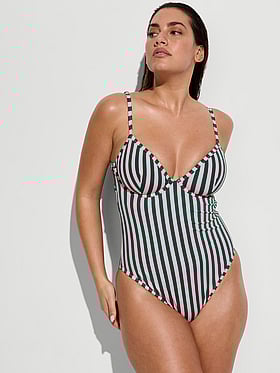 Essential Heritage Stripe Balconette Cheeky One-Piece Swimsuit
