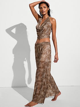 Beachwear Mesh Foldover Pants