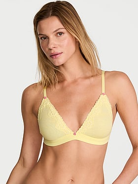 Cotton Shadow Stripe Unlined Triangle Bralette