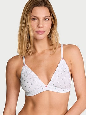 Cotton Shadow Stripe Unlined Triangle Bralette