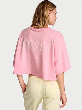 Logo Cotton Oversized Crop Tee