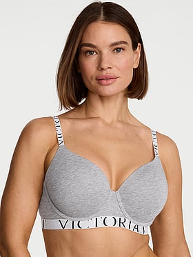 Cotton Exploded Logo Lightly Lined Full-Coverage Bra