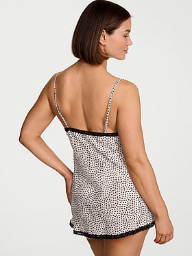 Chiffon Lace-Trim Mini Slip Dress