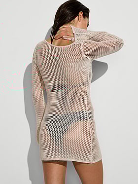 Beachwear Crochet Long-Sleeve Mini Dress