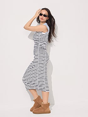 All-Day Soft Rib High-Neck Midi Dress