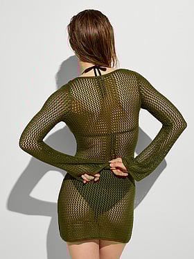 Beachwear Crochet Long-Sleeve Mini Dress