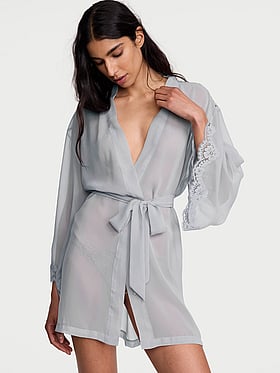 Chiffon & Lace Short Robe
